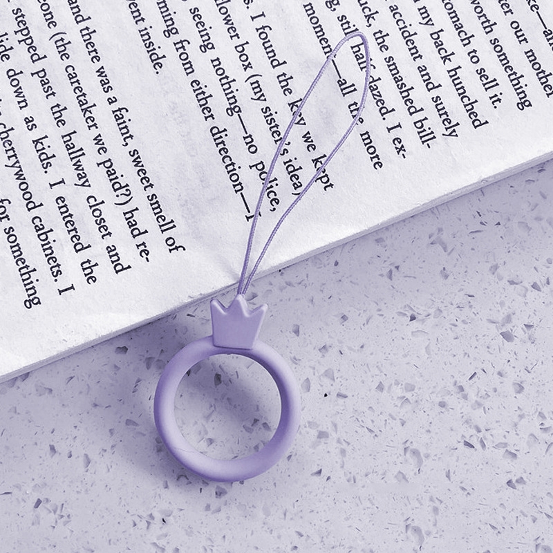 10pcs Crown Model Finger Ring Silicone Cell Phone Lanyard U Disk Rope(Lilac Violet) - Shopkiz.com