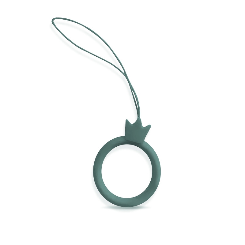 10pcs Crown Model Finger Ring Silicone Cell Phone Lanyard U Disk Rope(Dark Green) - Shopkiz.com