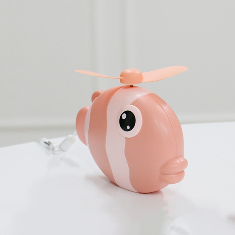 Summer Children Outdoor Small Carp Soft Leaf Hanging Neck Portable Fan(Pink) - Shopkiz.com