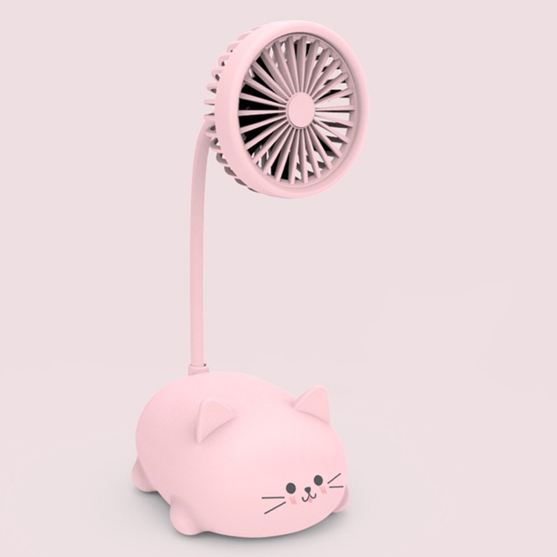 Student Desktop Learning Cute Cartoon Mini Fan, Style:Kitten(Pink) - Shopkiz.com