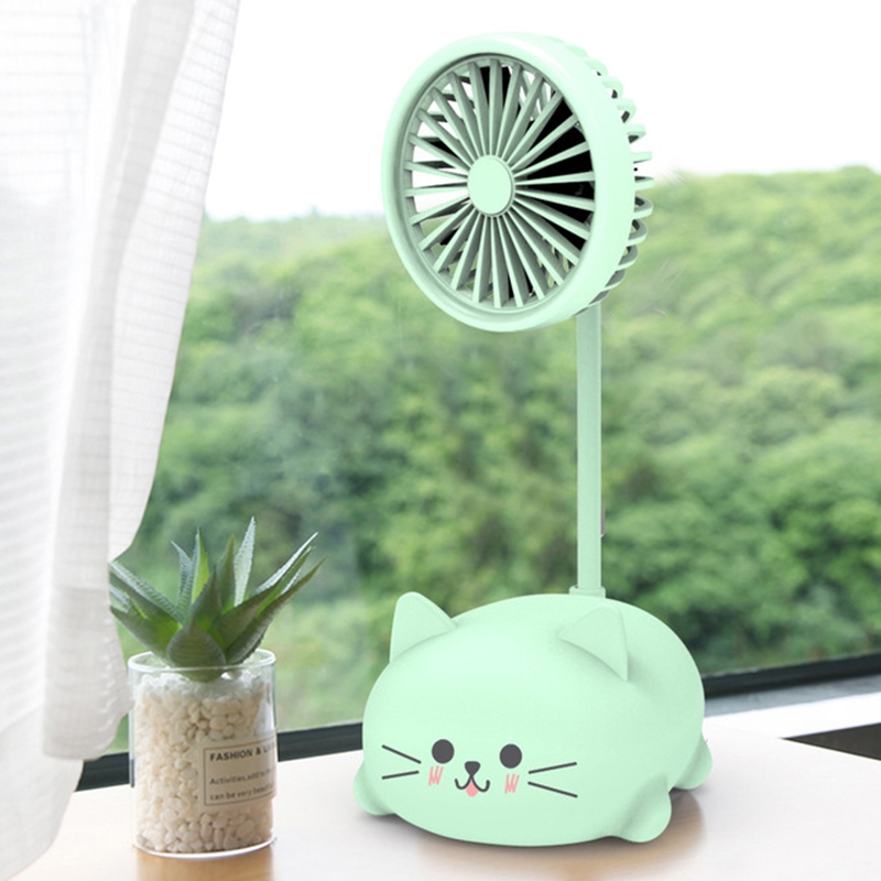 Student Desktop Learning Cute Cartoon Mini Fan, Style:Kitten(Green) - Shopkiz.com