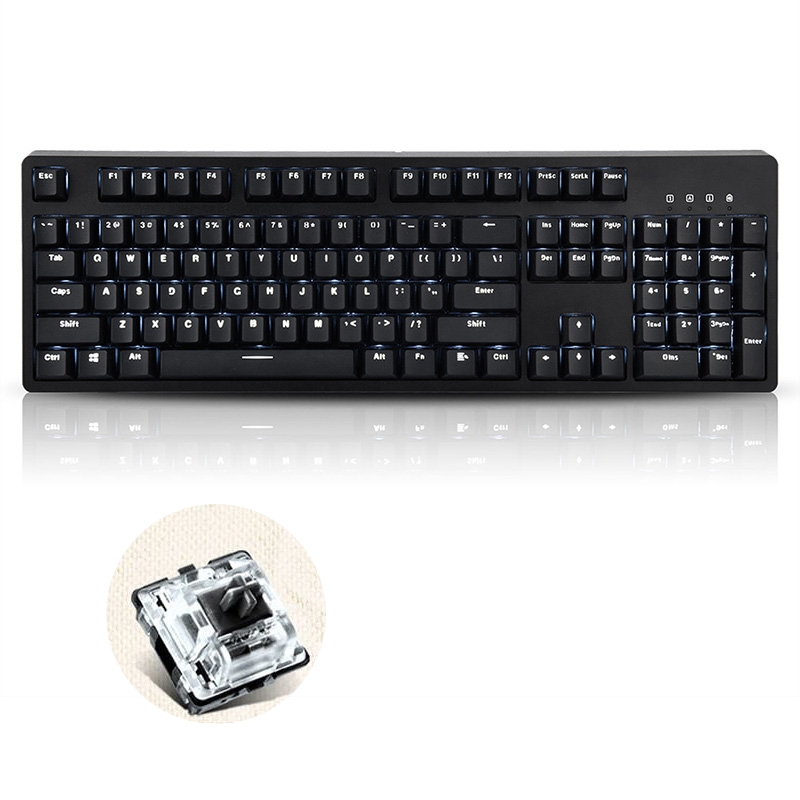 Ajazz AK535 104-Key Cherry Mechanical Keyboard Wired Office Backlit Gaming Keyboard, Cable Length: 1.8m(Black Shaft) - Shopkiz.com