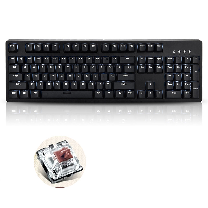 Ajazz AK535 104-Key Cherry Mechanical Keyboard Wired Office Backlit Gaming Keyboard, Cable Length: 1.8m(Tea Shaft) - Shopkiz.com