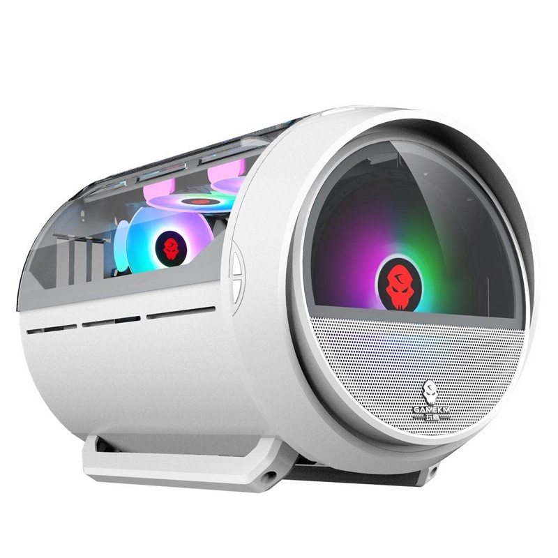GAMEKM Genki Bomb Personality Gaming Internet Cafe Side Through Gaming Case USB 3.0 Water-cooled Desktop Computer Case(White) - Shopkiz.com