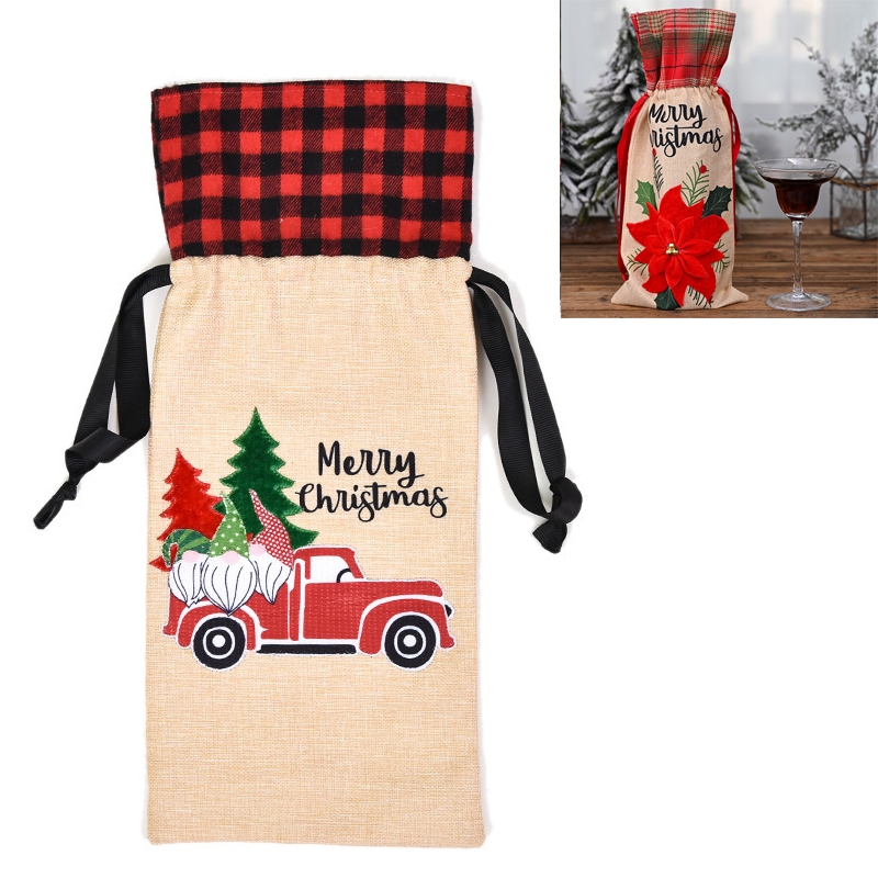 Christmas Decorations Imitation Linen Wine Bottle Cover(Tree) - Shopkiz.com