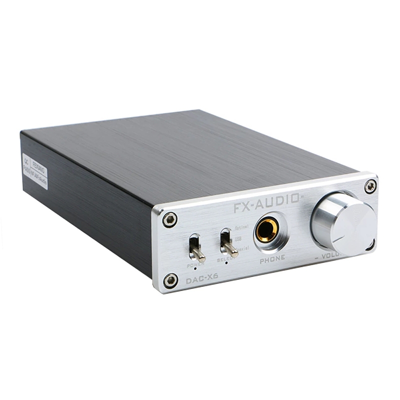 FX-AUDIO DAC-X6 Fever HiFi Fiber Coaxial USB Amp Digital Audio DAC Decoder 24BIT/192(Silver) - Shopkiz.com