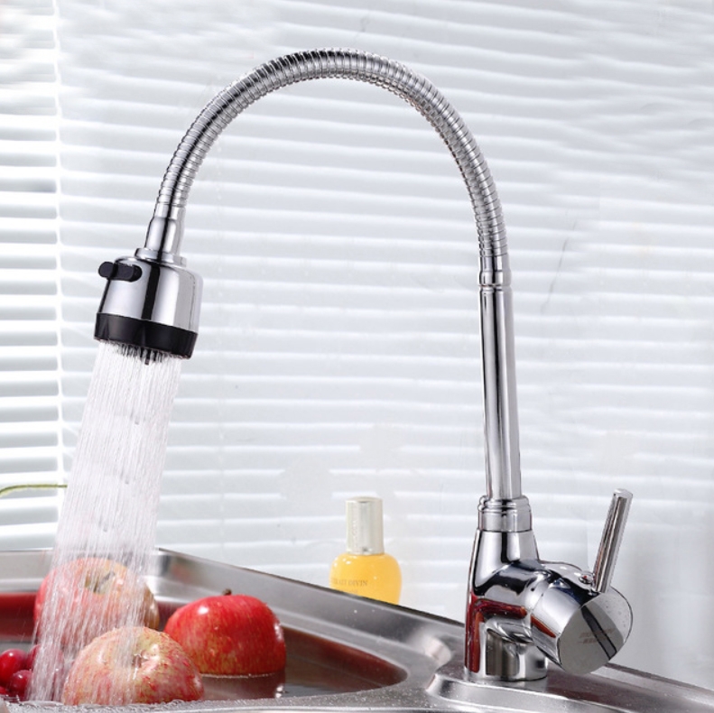 Kitchen Faucet Anti-splash Head Wash Basin Sink Universal Rotatable Faucet Full Copper Joint, Style:Hot & Cold Water - Shopkiz.com