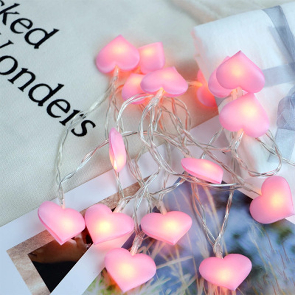 LED Fairy Lights Love Heart Lantern Navidad String Lights Holiday Lighting Bedroom Home Decoracion 3m 20LEDs(Pink) - Shopkiz.com