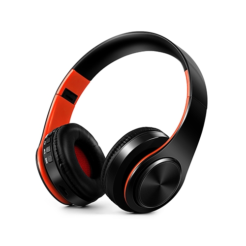 HIFI Stereo Wireless Bluetooth Headphone for Xiaomi iPhone Sumsamg Tablet, with Mic, Support SD Card & FM(Orange black) - Shopkiz.com