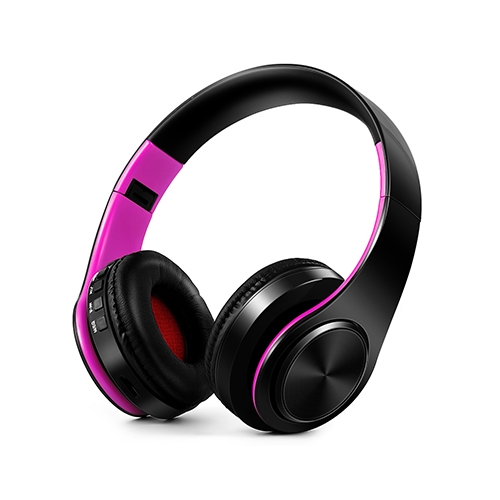 HIFI Stereo Wireless Bluetooth Headphone for Xiaomi iPhone Sumsamg Tablet, with Mic, Support SD Card & FM(Pink blacK) - Shopkiz.com