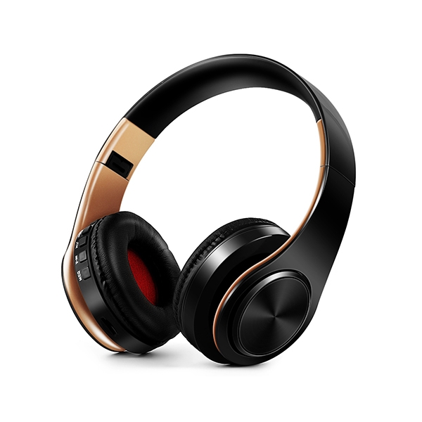 HIFI Stereo Wireless Bluetooth Headphone for Xiaomi iPhone Sumsamg Tablet, with Mic, Support SD Card & FM(Golden black) - Shopkiz.com