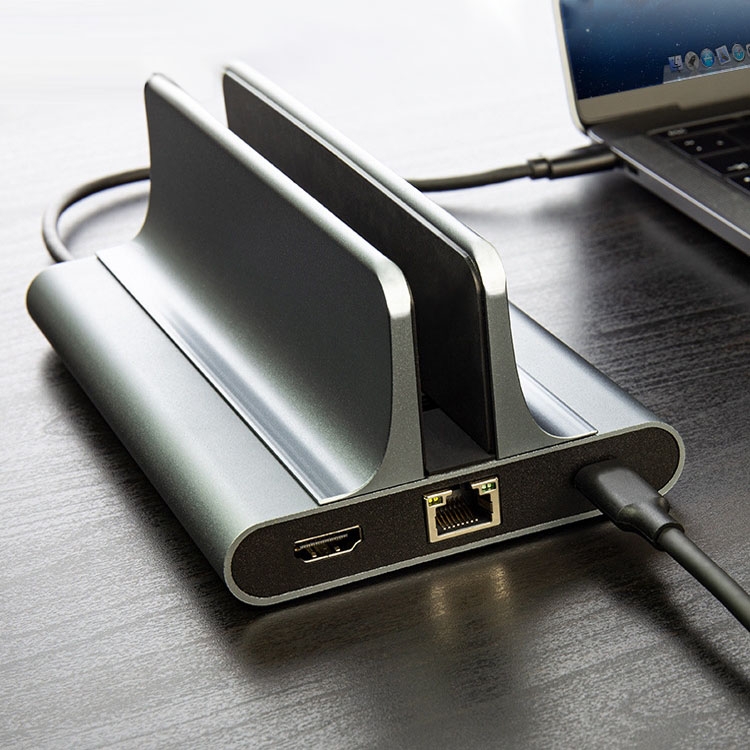Vaydeer SZ206 Laptop Vertical Storage Docking Station Bracket Type-C USB HUB - Shopkiz.com
