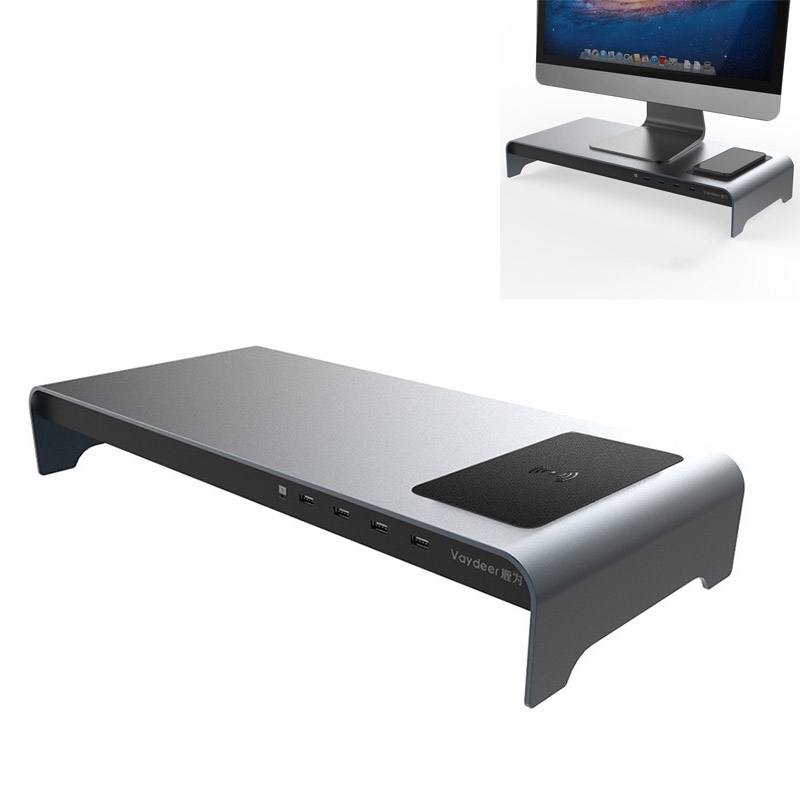 Vaydeer Computer Monitor Screen Increase Office Desktop USB Storage Rack, Style:Wireless Charging with USB - Shopkiz.com