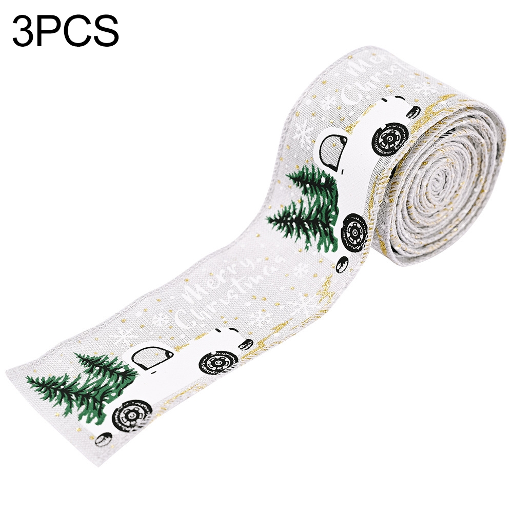 Christmas Decorations Car Printing Ribbon Christmas Tree Decoration Ribbon Colorful Bar(Grey) - Shopkiz.com