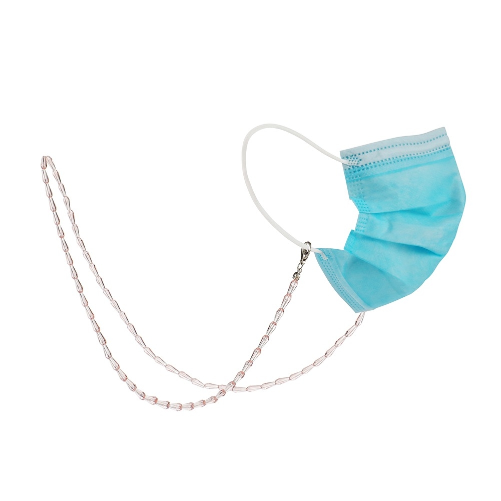 Drop Style Faceted Crystal Mask Lanyard Necklace Chain Glasses Chain(Transparent Pink) - Shopkiz.com