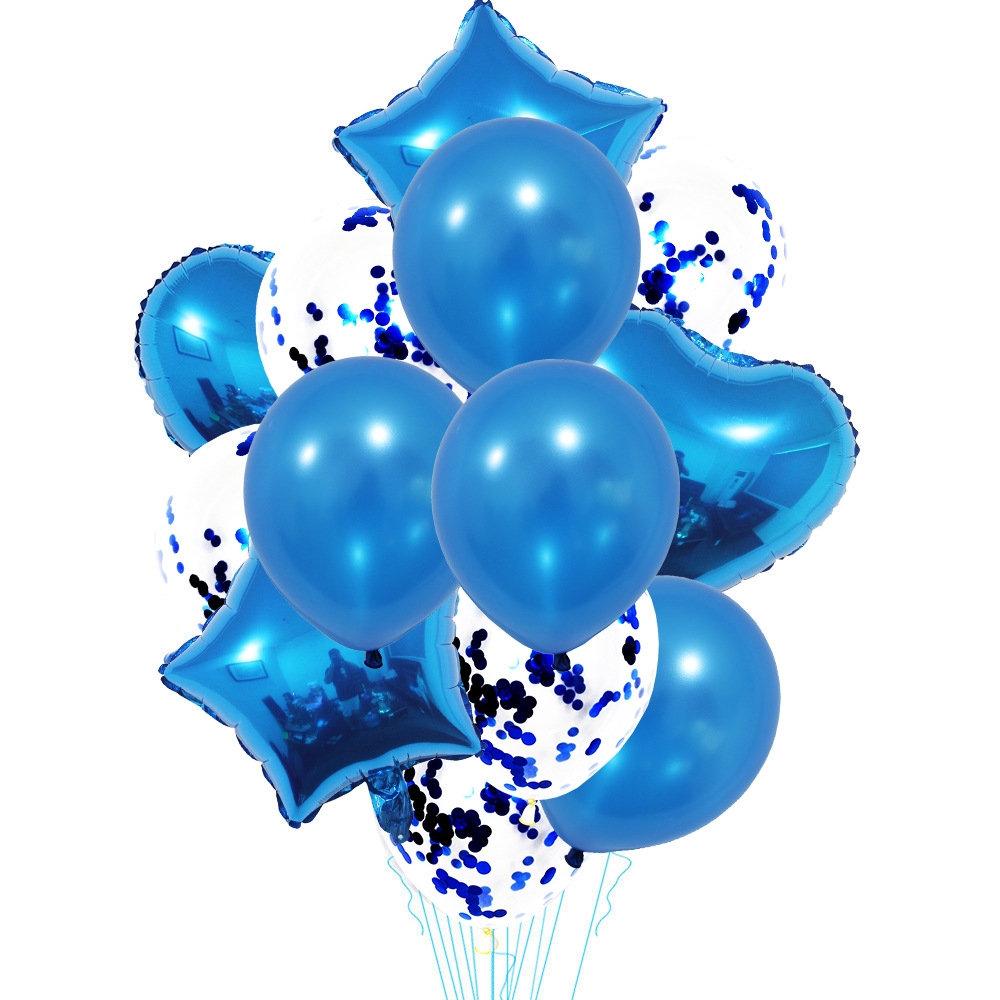 1 Set 18 Inch Aluminum Pearl Sequins Balloon Set Party Decoration Holiday Decoration(Blue) - Shopkiz.com