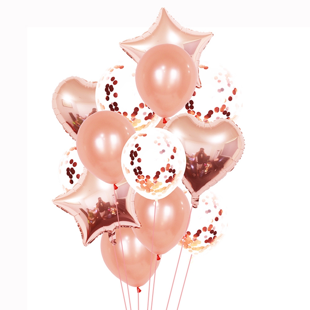 1 Set 18 Inch Aluminum Pearl Sequins Balloon Set Party Decoration Holiday Decoration(Rose Gold) - Shopkiz.com