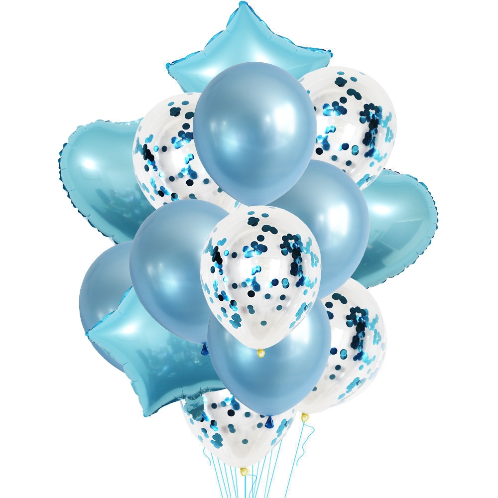 1 Set 18 Inch Aluminum Pearl Sequins Balloon Set Party Decoration Holiday Decoration(Sky Blue) - Shopkiz.com
