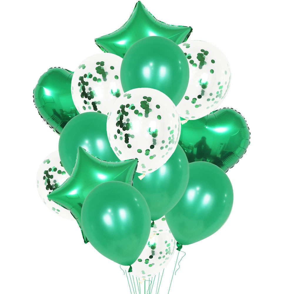 1 Set 18 Inch Aluminum Pearl Sequins Balloon Set Party Decoration Holiday Decoration(Green) - Shopkiz.com