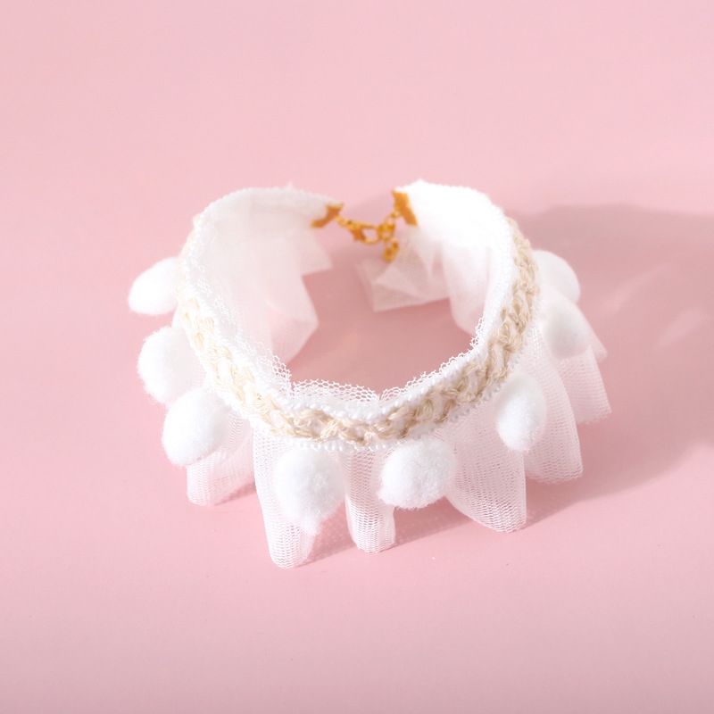 Lace Pet Adjustable Collar Cat Dog Photo Accessories, Size:S 20-25cm(White) - Shopkiz.com