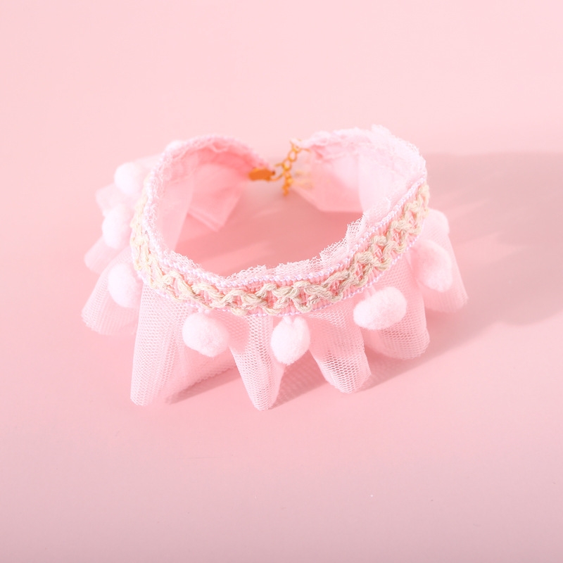 Lace Pet Adjustable Collar Cat Dog Photo Accessories, Size:M 25-30cm(Pink) - Shopkiz.com
