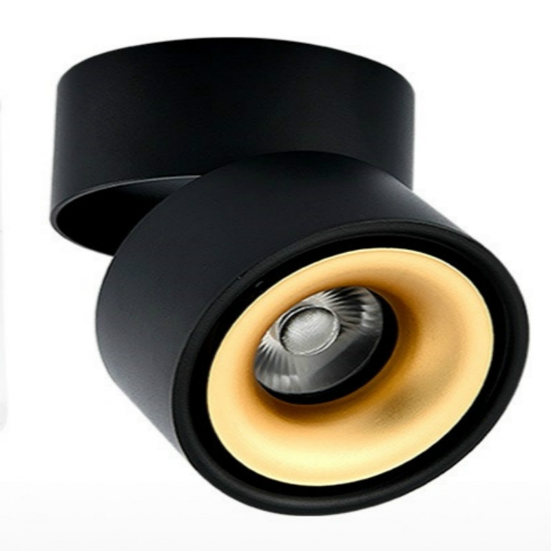 360 Degrees Rotatable Foldable COB LED Background Spot Light Surface Mounted Ceiling Lamp, Wattage:7W, Emitting Color:White(Black Gold) - Shopkiz.com