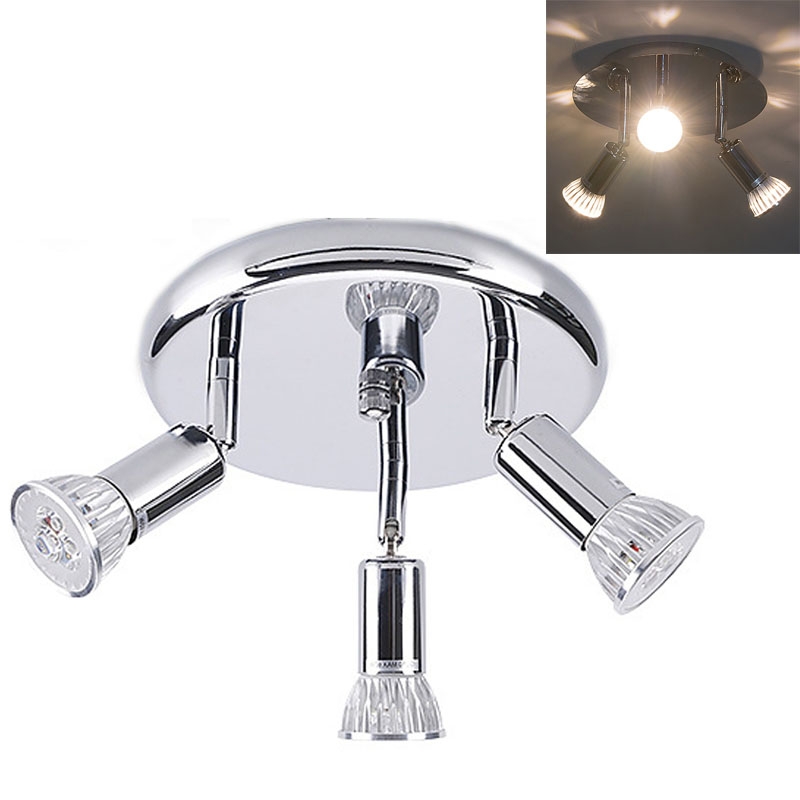 9W Round Three Head LED GU10 Ceiling Light Adjustable Mirror Front Spotlight, Emitting Color: White Light(Chrome) - Shopkiz.com