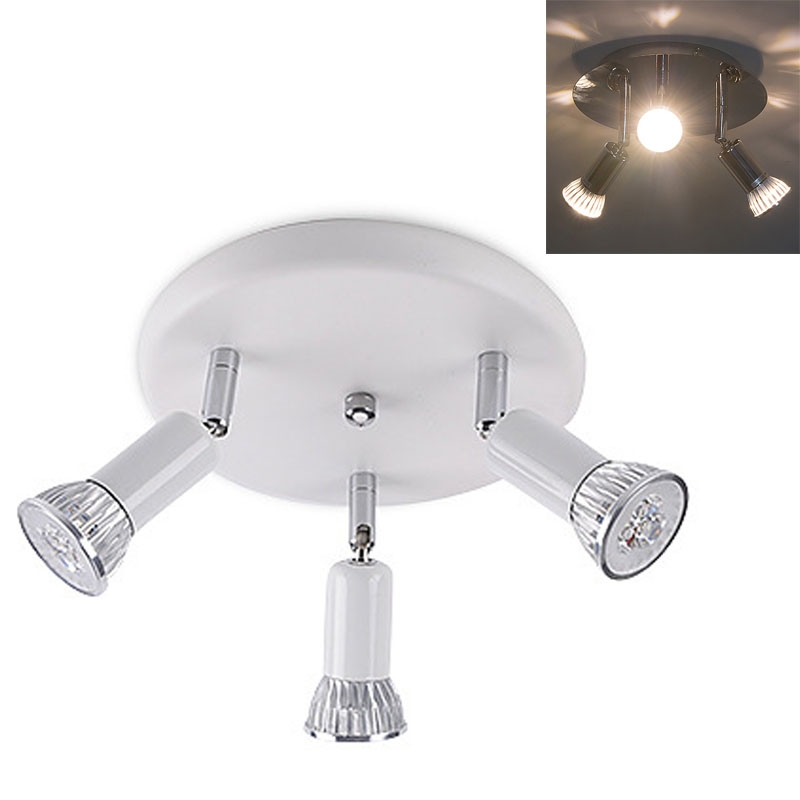 9W Round Three Head LED GU10 Ceiling Light Adjustable Mirror Front Spotlight, Emitting Color: White Light(White) - Shopkiz.com