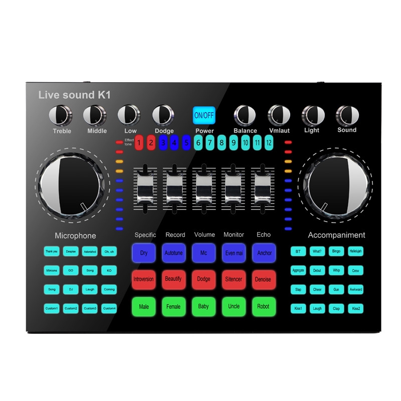 K1 Live Sound Card Set Mobile Phone Computer Universal Bluetooth Accompaniment Anchor K Song Sound Card - Shopkiz.com