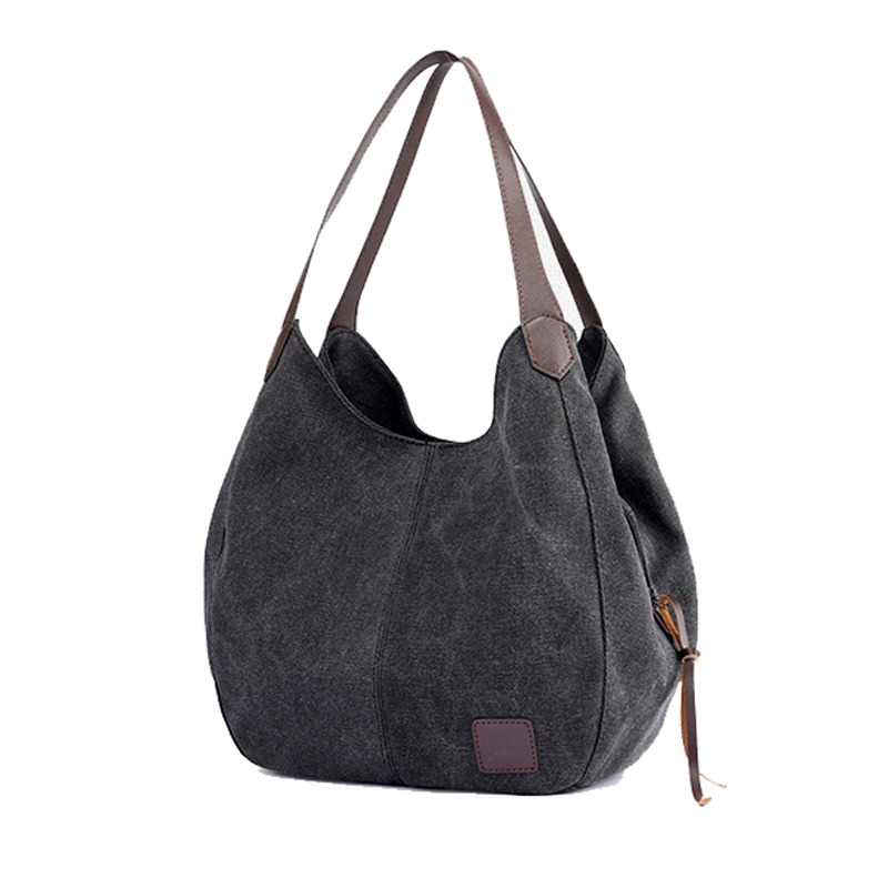 Canvas Bag Simple Wild Lady Retro Art Casual Bag Single Shoulder Bag(Black) - Shopkiz.com