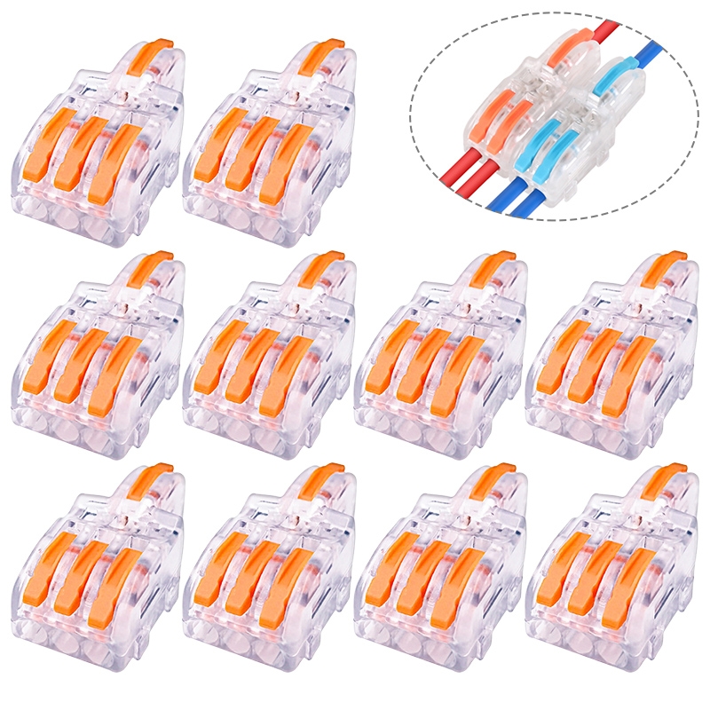 10 PCS Multi-Function Branch Wire Butt Copper Wire Quick Connection Terminal, Model: F13 Orange Handle One in Three Out - Shopkiz.com