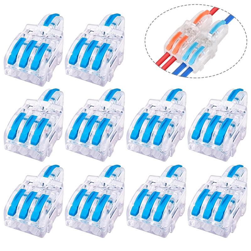 10 PCS Multi-Function Branch Wire Butt Copper Wire Quick Connection Terminal, Model: F13 Blue Handle One in Three Out - Shopkiz.com