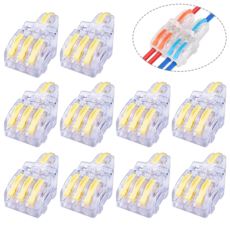 10 PCS Multi-Function Branch Wire Butt Copper Wire Quick Connection Terminal, Model: F13 Yellow Handle One in Three Out - Shopkiz.com