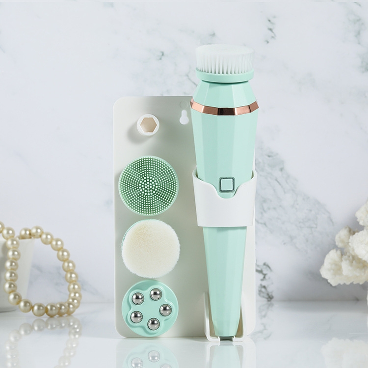 Multi-Functional Facial Cleansing Machine Beauty Massage Silicone Facial Cleansing Machine(Green) - Shopkiz.com