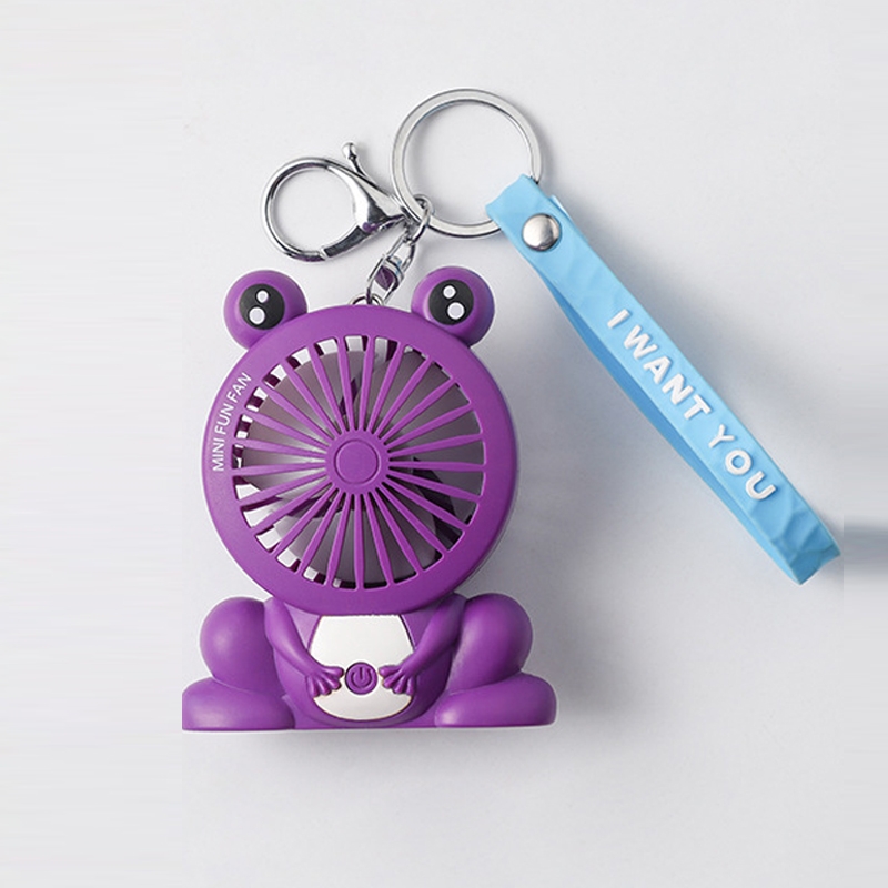 Children Small Pendant Fan Toy Portable Cartoon USB Desktop Handheld Mini Fan(Frog Purple) - Shopkiz.com