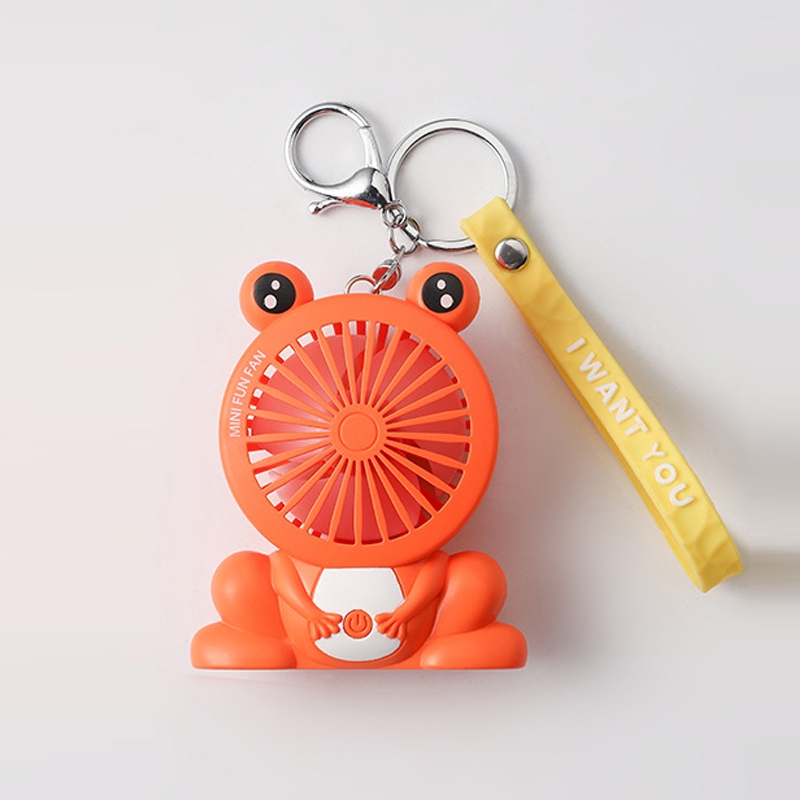 Children Small Pendant Fan Toy Portable Cartoon USB Desktop Handheld Mini Fan(Frog Orange) - Shopkiz.com