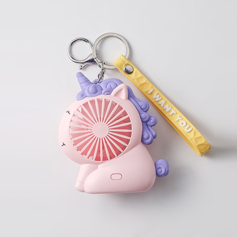Children Small Pendant Fan Toy Portable Cartoon USB Desktop Handheld Mini Fan(Pony Pink) - Shopkiz.com
