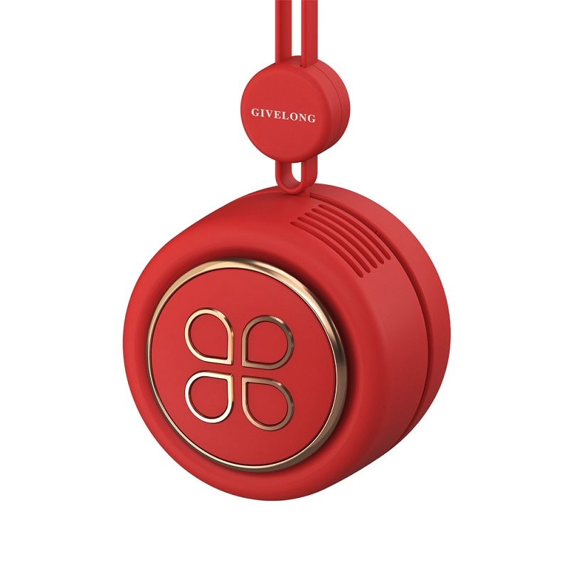 GIVELONG USB Charging Portable Fan Student Hanging Neck Type Leafless Fan(China Red) - Shopkiz.com