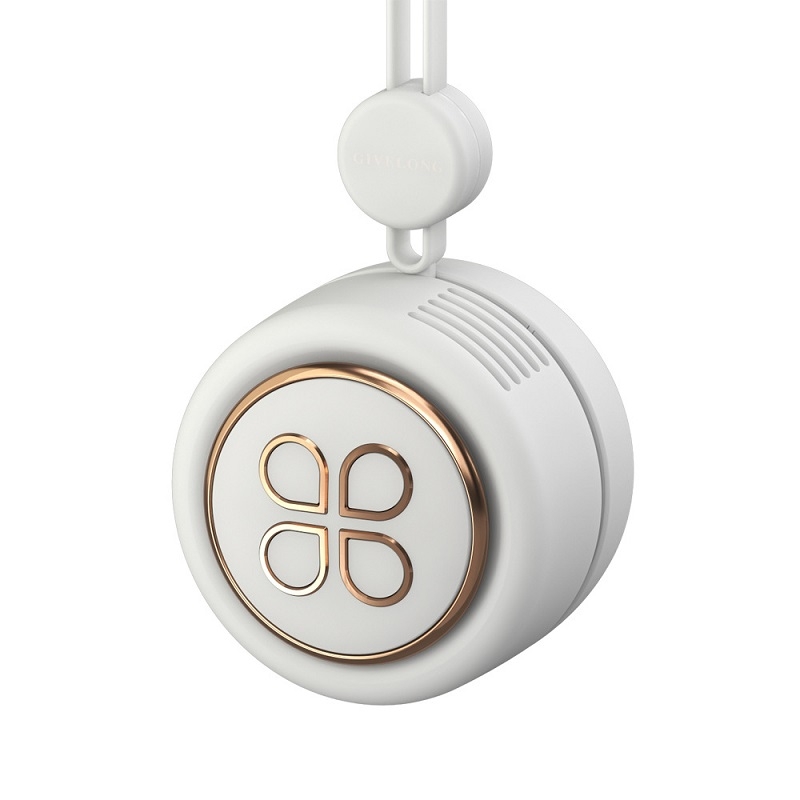 GIVELONG USB Charging Portable Fan Student Hanging Neck Type Leafless Fan(Elegant White) - Shopkiz.com