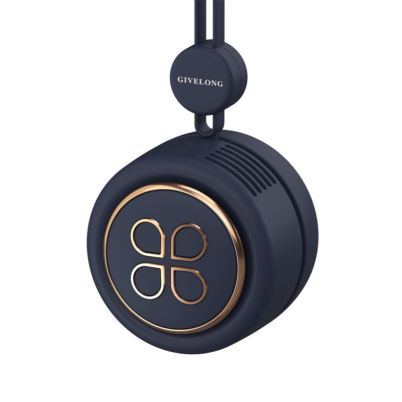 GIVELONG USB Charging Portable Fan Student Hanging Neck Type Leafless Fan(Navy Blue) - Shopkiz.com