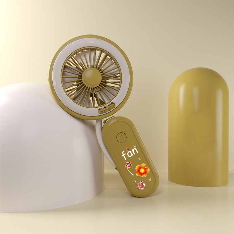 Hose Clamp Portable Fan USB Charging Folding Night Light Fan(Carambola Yellow) - Shopkiz.com