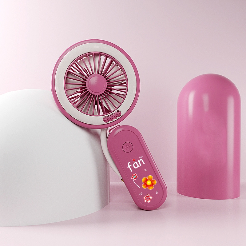 Hose Clamp Portable Fan USB Charging Folding Night Light Fan(Camellia Red) - Shopkiz.com