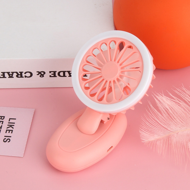 T9 Mobile Phone Bracket With Fill Light Three-Speed USB Clip Mini Fan(Pink) - Shopkiz.com