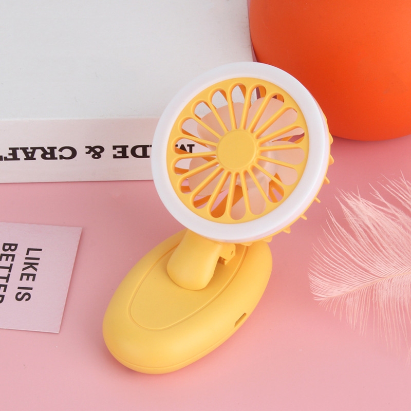 T9 Mobile Phone Bracket With Fill Light Three-Speed USB Clip Mini Fan(Yellow) - Shopkiz.com