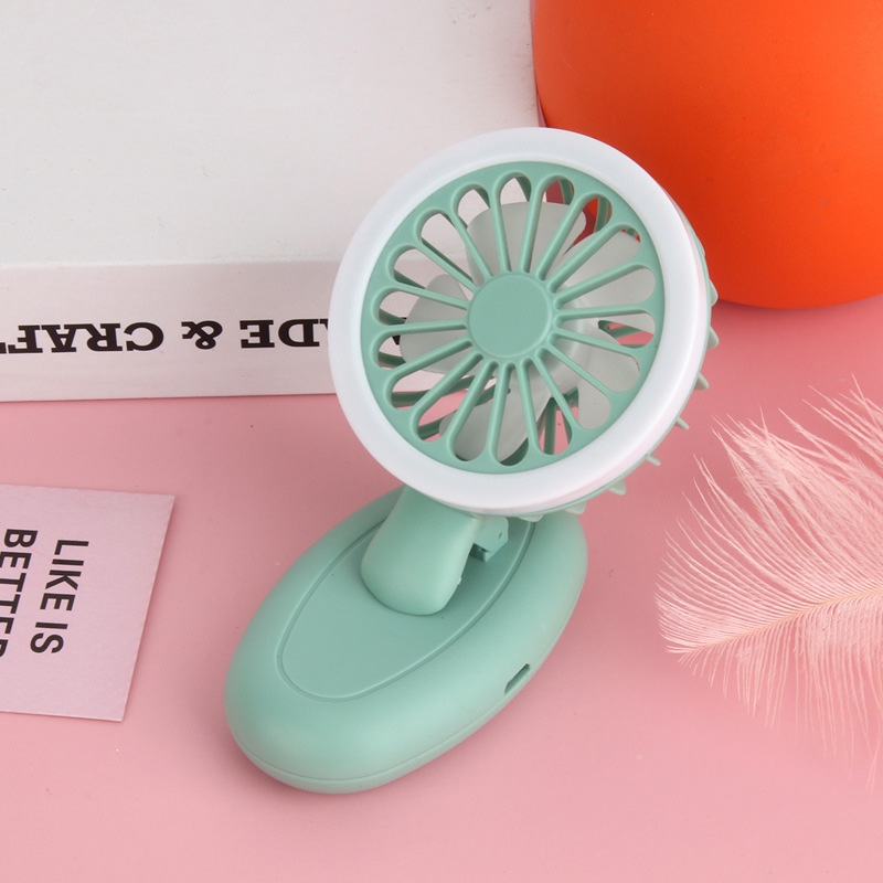 T9 Mobile Phone Bracket With Fill Light Three-Speed USB Clip Mini Fan(Green) - Shopkiz.com