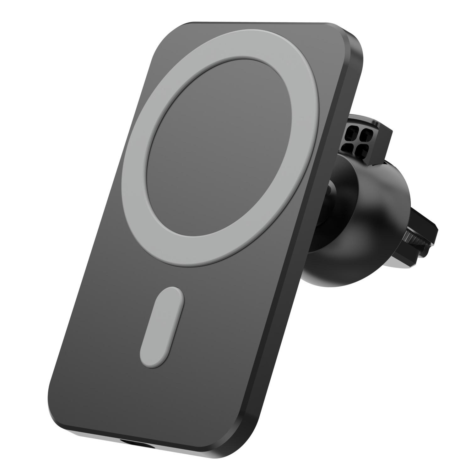 N16 10W Car Air Outlet + Suction Cup Magsafe Magnetic Phone Universal Wireless Charger Holder(Black) - Shopkiz.com