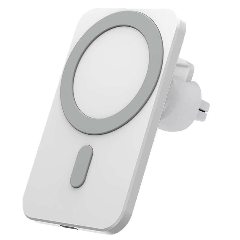 N16 10W Car Air Outlet + Suction Cup Magsafe Magnetic Phone Universal Wireless Charger Holder(White) - Shopkiz.com