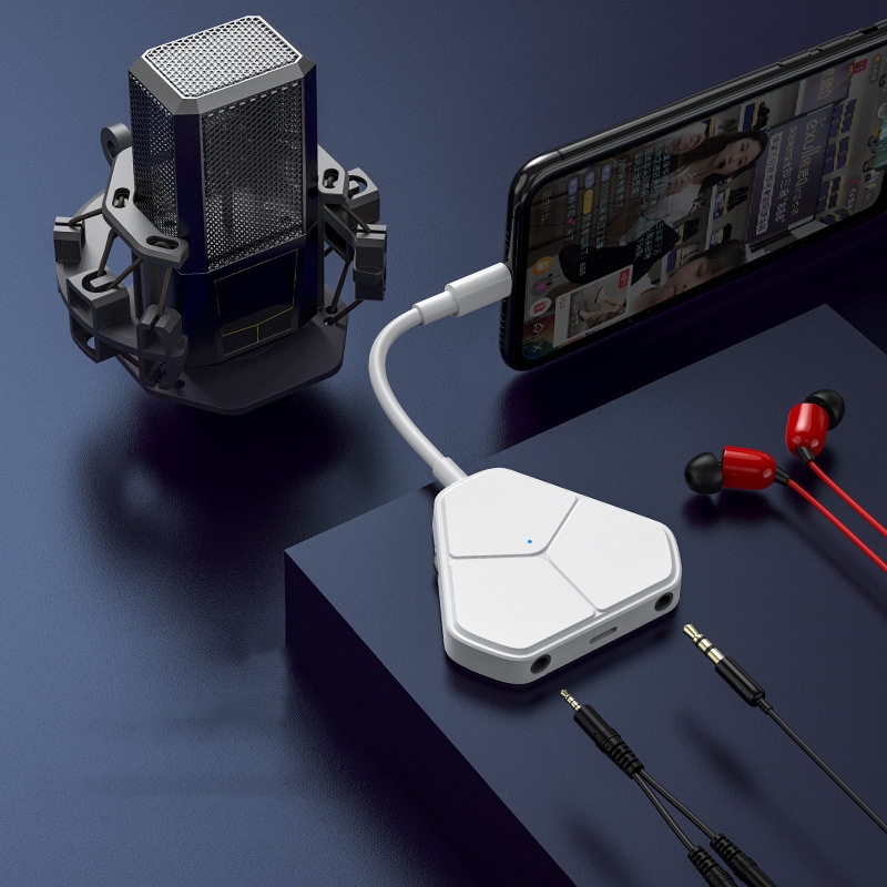 Xiaotian 5 In 1 Sound Card Adapter Microphone Phone Universal Adapter, Style: MINI Sound Card+Monitor Headset+Microphone - Shopkiz.com