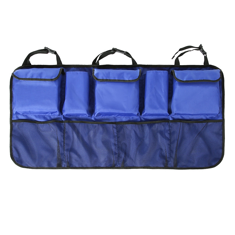 Car Seat Rear Storage Hung Bag Car Waterproof Storage Net Bag, Colour: Upgrade Blue - Shopkiz.com