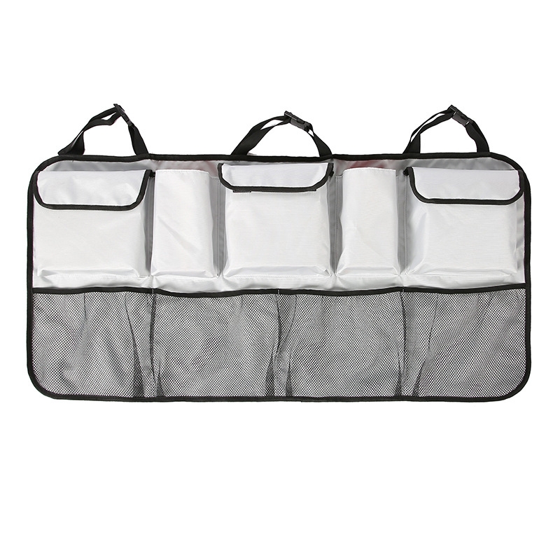 Car Seat Rear Storage Hung Bag Car Waterproof Storage Net Bag, Colour: Upgrade Gray - Shopkiz.com